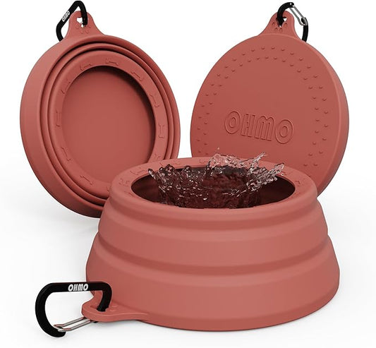 OHMO Spill Proof Collapsible Dog Water Bowl 24oz for Cars, No Splash Portable Bowls for Dog Travel, Pet Essentials for Road Trips, Cat Travel Accessories