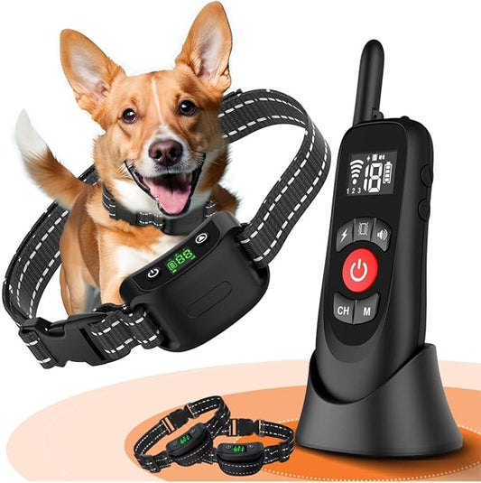 Wireless Dog Fence, Portable Electric Fence for Dogs with Remote Training Collar, Magnetic Charging Base, Outdoor Pet Containmen System for Yards, Adjustable for Medium Large Dogs (for 2 Dogs)