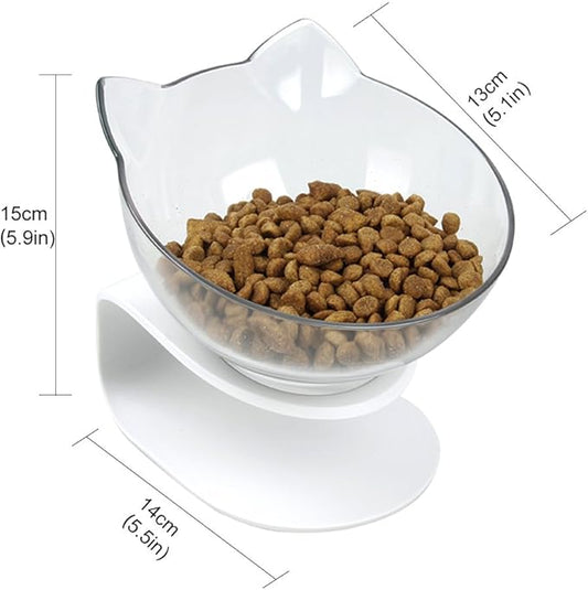 Tilted Raised Posture Cat Food Bowl Neck Protection Anti Vomiting 15 Degree Elevated Slanted Stand Pet Bowls for Cats and Small Dogs (Single)