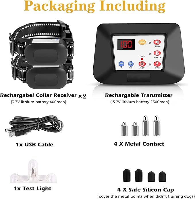 Wireless Dog Fence,Pet Containment System,Electric Dog Training Collar with Remote Dog Boundary System,Reflective Stripe,Waterproof,Adjustable Range,Harmless,for 1 2 3 Dogs,for2dogs
