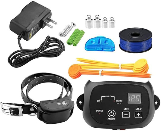 Wired Electric Dog Fence,In-ground Pet Safe Containment System,Covers up to 1.2 Acre,650 Ft Wire,Waterproof/Rechargeable Training Collar,Shock/Tone Correction,for 1 2 3 Dog,for1dog