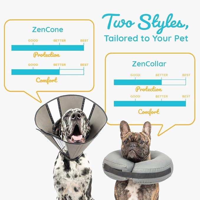 ZenPet Recovery Inflatable Collar for Dogs & Cats – Soft, Comfortable, Safe & Stress-Free Healing Alternative E-Collar After Surgery, Adjustable Donut Design, Secure Fit (X-Small)