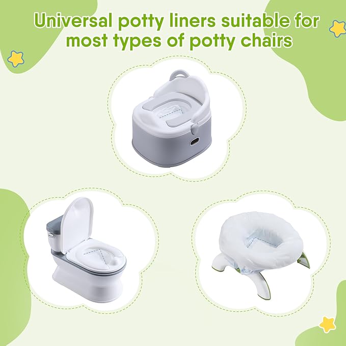 [30 Counts] CheerTry Potty Liners, 300ML Water Super-Absorbent Potty Bags, Thick & Tear-Resistant, Drawstring Opening & Easy to Tie, Fits Most Potty Chairs