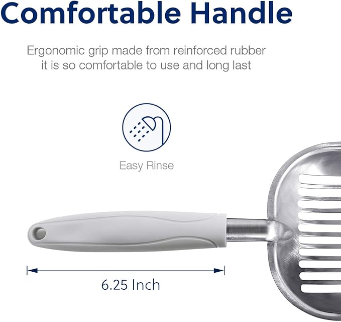 WePet Cat Litter Scoop, Aluminum Alloy Sifter, Kitty Metal Scooper, Deep Shovel, Long Handle, Poop Sifting, Kitten Pooper Lifter, Durable, Heavy Duty, for Litter Box