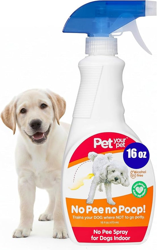 No Pee No Poop Dog Potty Training Spray, 16 Fl Oz – Non-Toxic Dog Spray to Prevent Peeing and Pooping – Natural No Urine Marking Scent Corrector - No Here Stops Dogs Peeing Indoor/Outdoor