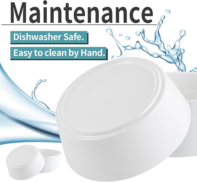 White Dog Bowl Ceramic for Medium Large Breed, Heavy Weighted Dog Food Water Dish, 8 in Non - Slip Modern Cute Extra Big Porcelain Pet Bowl Maze Wide Mouth