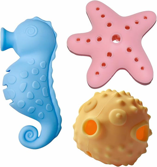 PET-ELF Ocean Paradise Series Treat Dispensing Dog Toys, Interactive and Cognitive Puzzles for Small to Medium Pets, Slow Feeder, Training in Different Levels of Difficulty, Enrichment Toys, Pack of 3
