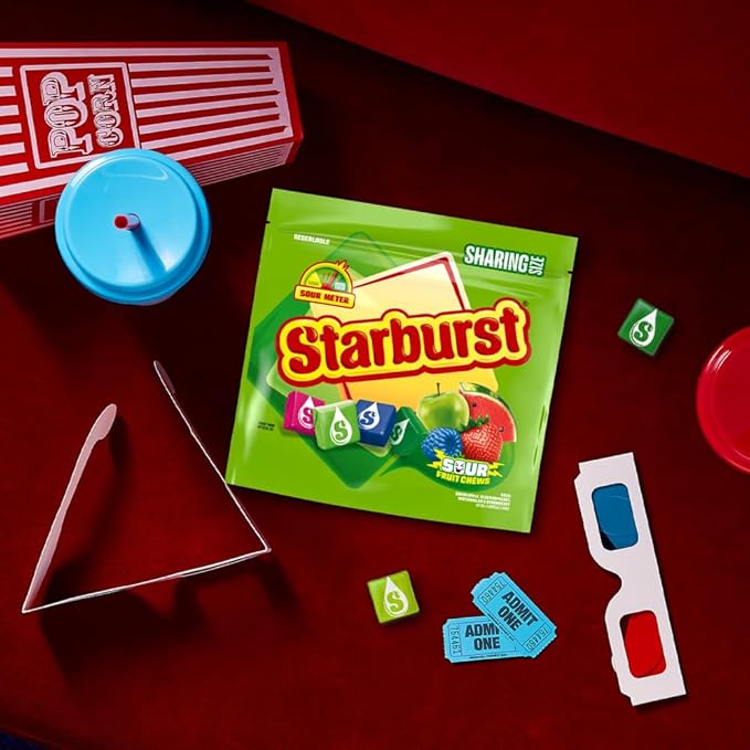 STARBURST Sour Chewy Candy Individually Wrapped Fruit Chew, Sharing Size, 15.6 Oz Resealable Bag