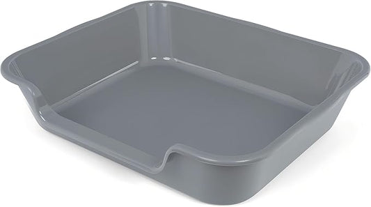 1 Pack of Extra Large Cat Litter Box (ABS Material), Low Entry Senior Litter Pen for Geriatric Kitty Big Cats, Jumbo Pet Safe Litter Boxes Tray for Indoor Pets Potty (Gray, 24" L x 20" W)