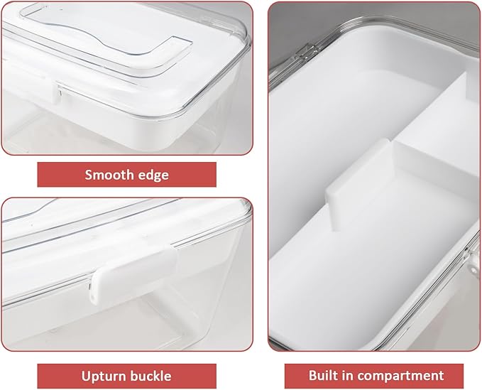 2 Layers Dog First Aid Kit Box,Large First Aid Kit Bin,Medic Box for Dog Cat,Empty First Aid Box,Medicine Organizer with Built in Handle,Family or Dog Travel Camping Emergency Tool Set-White