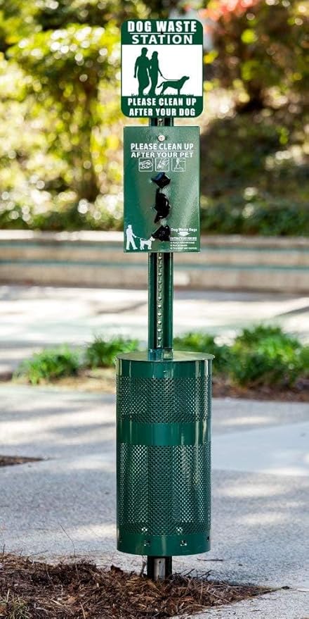 ZERO WASTE USA - Rust Proof Aluminum Dog Waste Station - Free 400 Waste Roll Bags & 25 can Liners - 10-Year Warranty - Over 500k Sold in USA (Green)