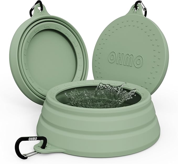 OHMO Spill Proof Collapsible Dog Water Bowl Large 34oz for Cars, No Splash Portable Bowls for Dog Travel, Pet Essentials for Road Trips, Cat Travel Accessories