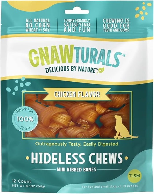 Rawhide Free Dog Chews | Ribbed Bones | for Small - Medium Dogs | Pumpkin, Psyllium Husk and Chicory Root for Easy Digestion and Overall Gut Health (12 Bones, Chicken)