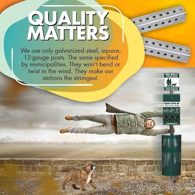 ZERO WASTE USA - Rust Proof Aluminum Dog Waste Station - Free 400 Waste Roll Bags & 25 can Liners - 10-Year Warranty - Over 500k Sold in USA (Green)