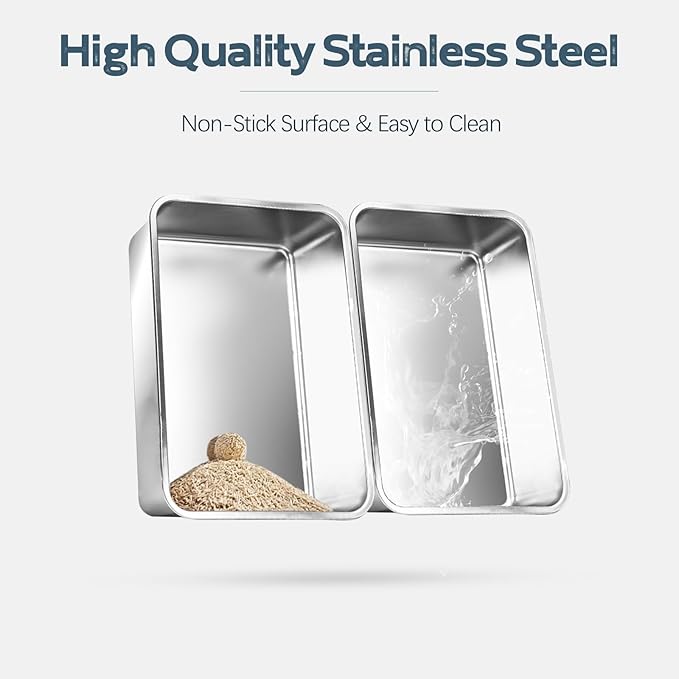 2 Pack Stainless Steel Litter Box, XL 22.9”x15”x 10.3” High Sided Metal Cat Litter Tray with Scoop, Cat Litter Box for Anti-Splash, Odor Control, Non-Sticky, Easy to Clean (Dark Grey)