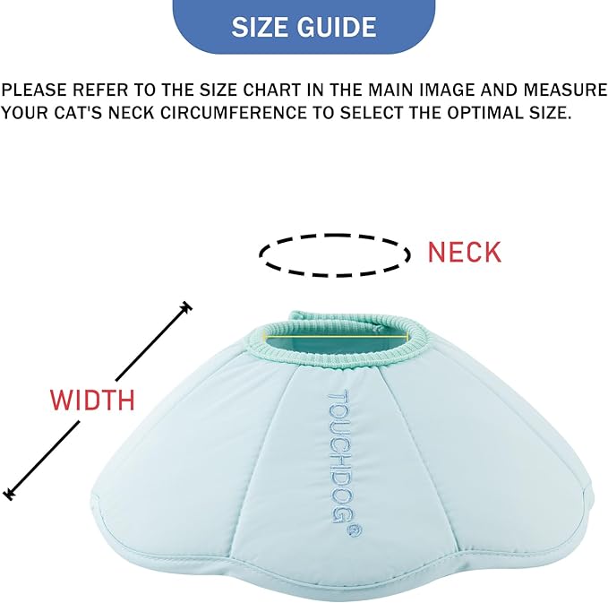 Touchdog Adjustable Soft Cat Cone Collar - Waterproof Recovery Collar for Cats After Surgery, Lightweight Elizabethan Collar for Kittens, Small to Large (Blue Gradient Color, L)