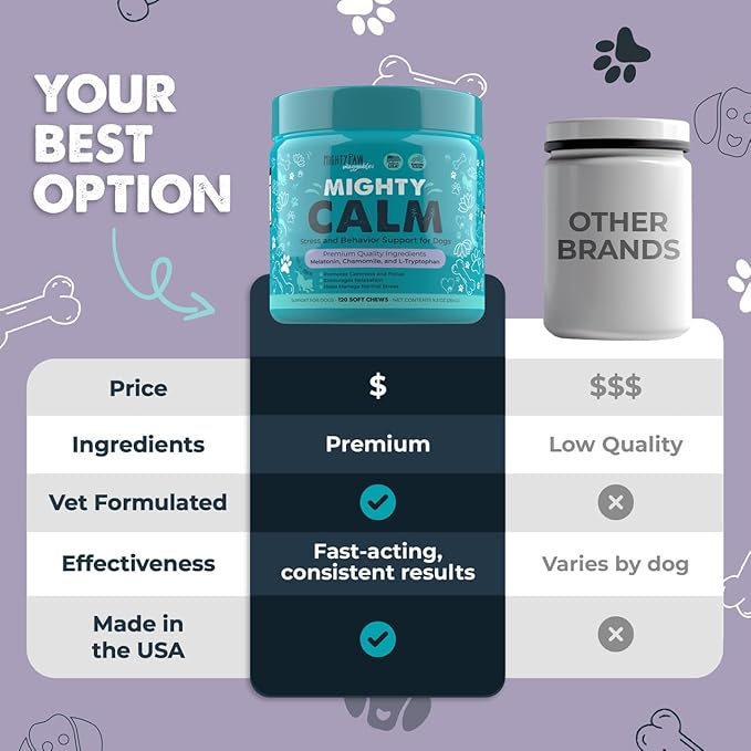 Mighty Paw Calming Chews for Dogs with Melatonin 2 Pack - Sleep Aid Waggables Calm (Made in USA) - Puppy & Large Dog Treats - Composure Dog Calming Chews for Stress & Relaxation, 240 Count