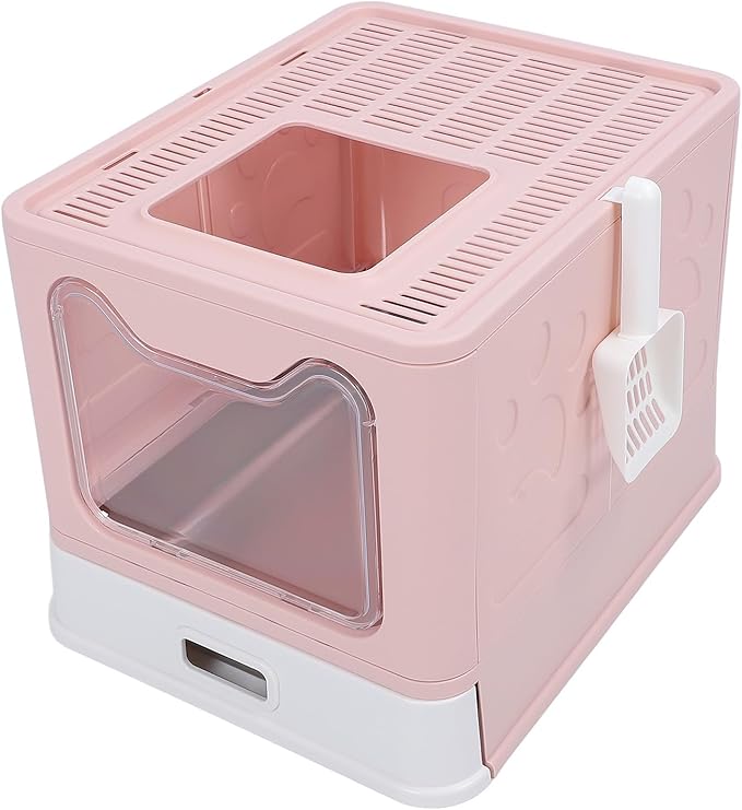 , Stainless Steel Enclosed Cat Toilet Folding Odor Control Simply Pull Out for Pet Shop (#1)