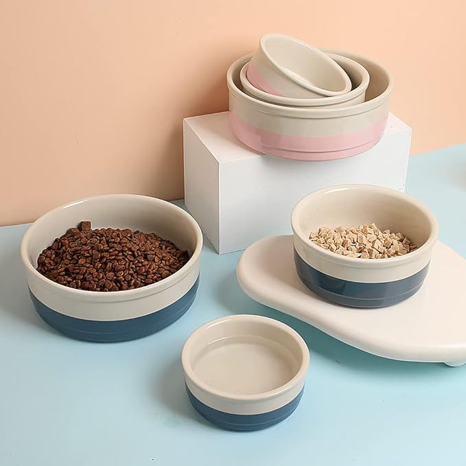 Sweejar Ceramic Dog Bowls, Dog Food Dish for Large Dogs and Cat, Heavy Duty Porcelain Pet Bowl for Canned Food and Water 78 Fl Oz （Fog Blue）