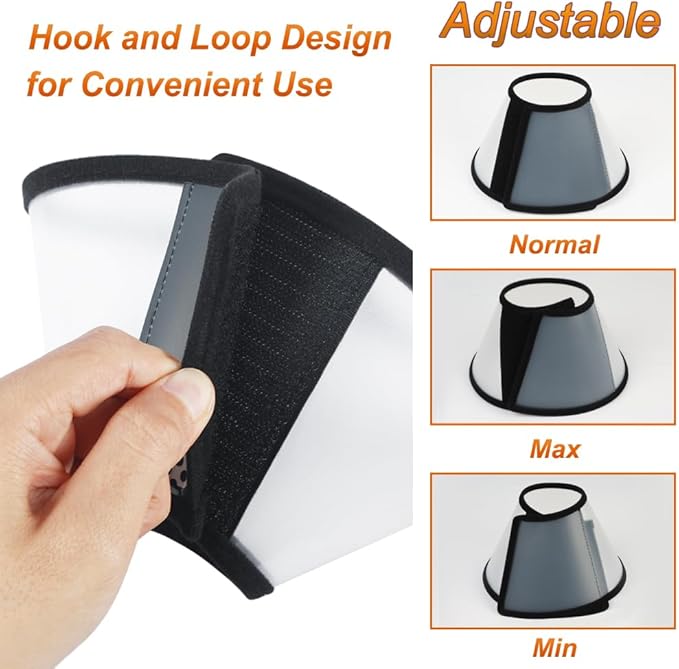 Vivifying Cat Cone, Adjustable Recovery Pet Cone, Lightweight Plastic Elizabethan Collar for Large Cats and Small Size Dogs