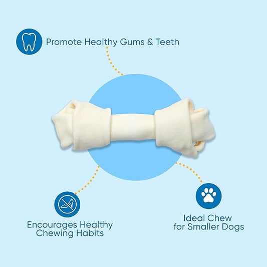 123 Treats Dog Rawhide Bones: Rawhide Bones Chews 3-4" Premium Raw Hide Dog Bone, Free Range Grass Fed Cattle with No Hormones, Additives or Chemicals, Tasty Long Lasting Chews for Dogs, Pack of 15