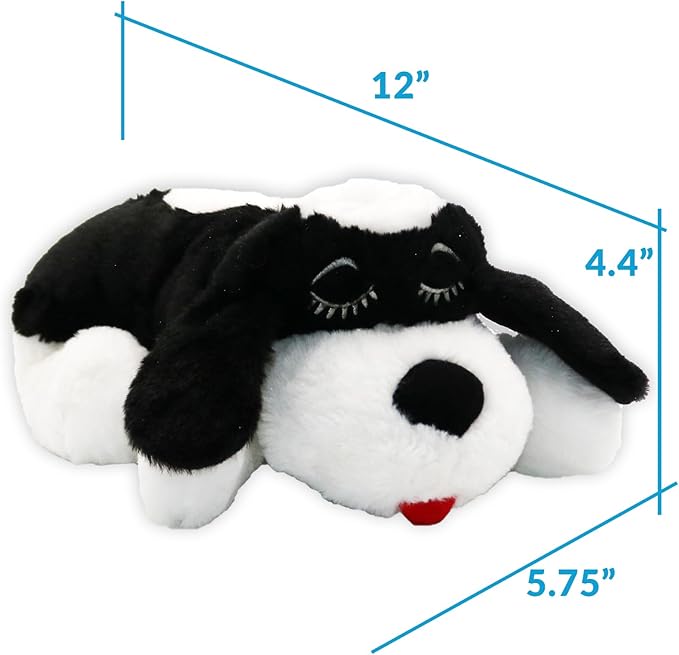 Special Edition Snuggle Puppy Toys - Heartbeat Puppy for Dogs - Pet Anxiety Relief and Calming Aid - Comfort Dog Toys for Behavioral Training in Black & White