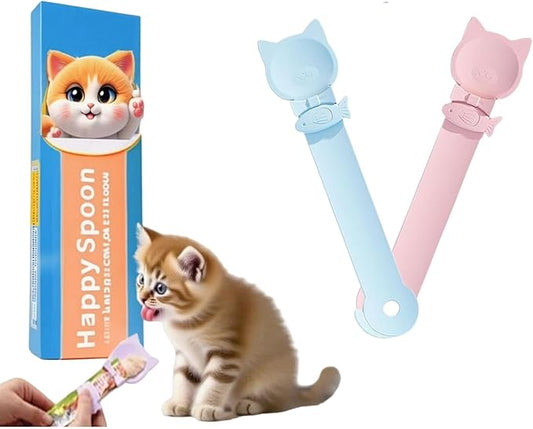 LICKJIMO-2PCS Cat Treat Dispenser,Multi Function Spoon for Churu Lickable Cat Treats,Cat Treat Spoon for Lickable Cat Treats Squeeze up,Food Dispenser Cat Feeder,Cat Food Spoon Big Size(2 Color)