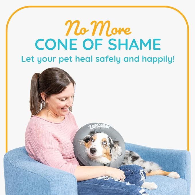 ZenPet Recovery Inflatable Collar for Dogs & Cats – Soft, Comfortable, Safe & Stress-Free Healing Alternative E-Collar After Surgery, Adjustable Donut Design, Secure Fit (X-Small)