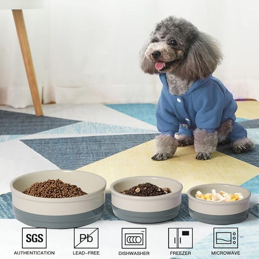 Sweejar Ceramic Dog Bowls, Dog Food Dish for Small Dogs and Cat, Heavy Duty Porcelain Pet Bowl for Canned Food and Water 17 Fl Oz （Gray）