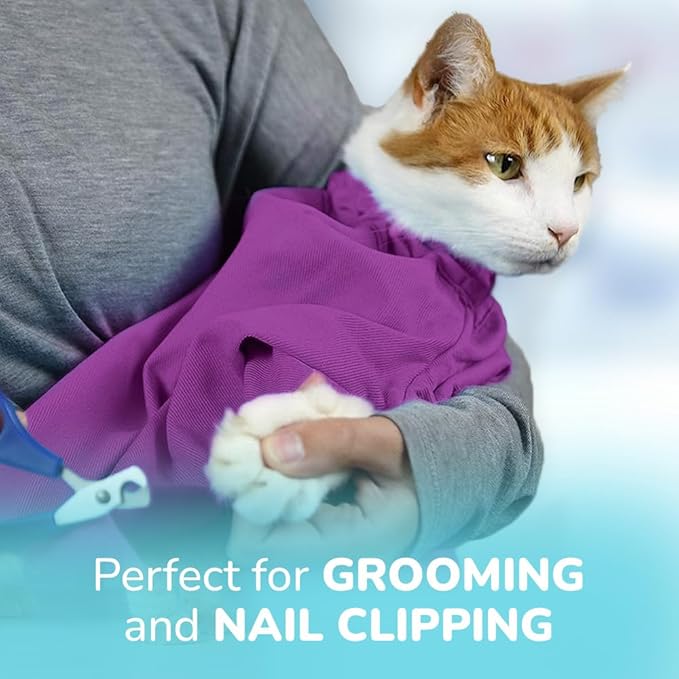 Cat-in-the-Bag Cozy Comfort Carrier - Small Lavender Pet Carrier and Cat Carrier Soft for Grooming, Vet Visits, Medication Administration, Dental Care, and Nail Trimming