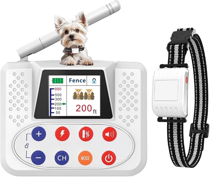 Wireless Dog Fence, 2025 Electric Fence for Dog & Training Collar with Big LCD Screen, Portable Pet Wireless Fence with 2.4GPFC Antenna, Waterproof & Adjustable Dog Perimeter Collar (for 1 Dog)