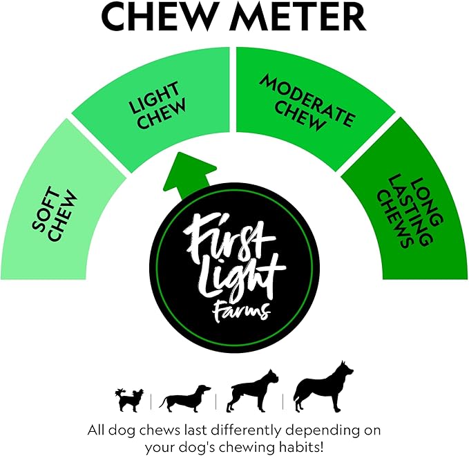 First Light Farms Wagyu Beef Esophagus Dog Treats | Gullet Sticks for Dogs | Esophagus Jerky Treats | All Natural Weasand Chews, 4-5 Count | Healthy Treats for Teeth, Mental Stimulation, Joint Support
