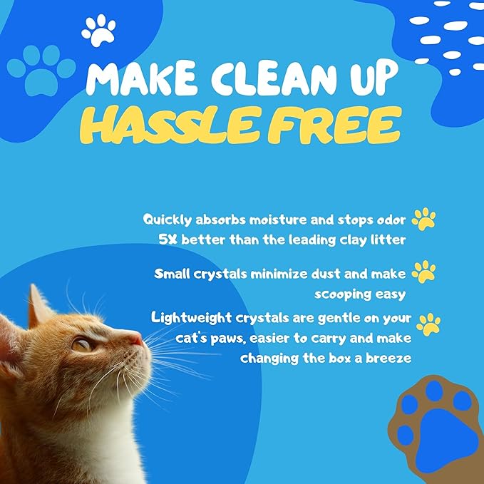 (1) Litter Box Deodorizing Blue Crystals, 15oz Bag Fresh Scent Cat Litterbox Freshener Controls Odors Dissolves Over Time Pet-Friendly Odor Control