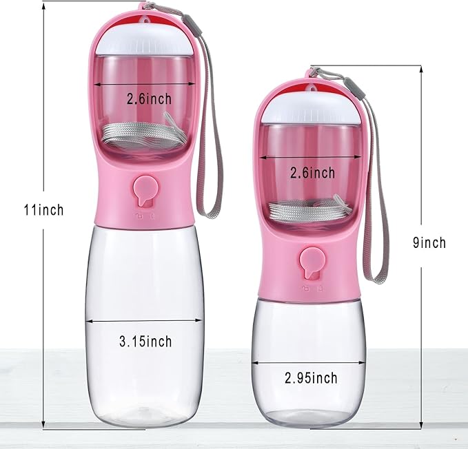 Dog Water Bottle with Food Container, Travel Puppy Water Bowl, Portable Pet Dispenser, Girl Dog Accessories Stuff Items Essentials Necessities for Yorkie Chihuahua Cat Walking and Hiking