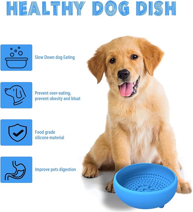Saphe Dog Lick Bowl, Anxiety Relief Lick Silicone Dog Bowl, Non-Slip Licking mat for Distraction, Freezer & Dishwasher Safe