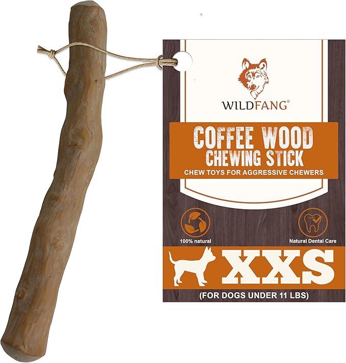 Wildfang® Coffee Wood Dog Chew, XXS – Tough Chew Toys for Aggressive Chewers, Dog Teething Toys for Puppies, Training for Chewing Muscles, Coffee Tree Sticks for XX-Small Dogs (Under 11 lbs)