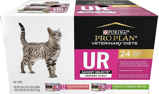 Purina Pro Plan Veterinary Diets UR Urinary St/Ox Savory Selects Wet Cat Food Variety Pack - (Pack of 24) 5.5 oz. Cans