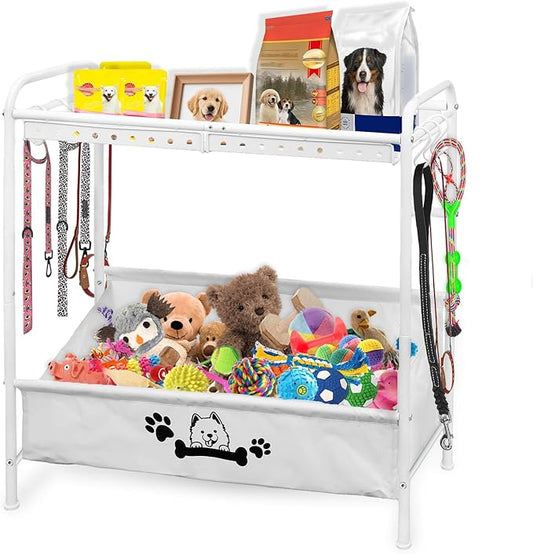 Large Dog Toy Basket,Dog Toy Bin with Storage Organizer,2-Tier Dogs Toys Box for Living Room,Dogs Cat Accessories Organizer,Durable Toys Holder Chest for Leashes