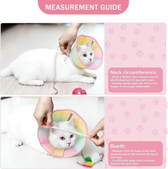 Touchdog Adjustable Soft Cat Cone Collar - Waterproof Recovery Collar for Cats After Surgery, Lightweight Elizabethan Collar for Kittens, Small to Large (Pink Gradient Color, XS)