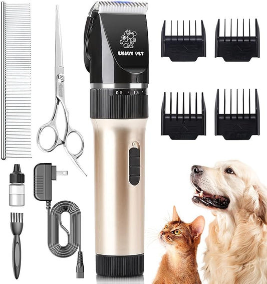 Dog Clippers for Grooming, Low Noise Dog Grooming Clippers, Cordless Dog Hair Trimmer, Rechargeable Dog Shavers for Grooming Dogs Cats Pets