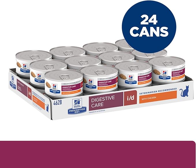 Hill's Prescription Diet i/d Digestive Care with Chicken Wet Cat Food, Veterinary Diet, 5.5 oz. Cans, 24-Pack