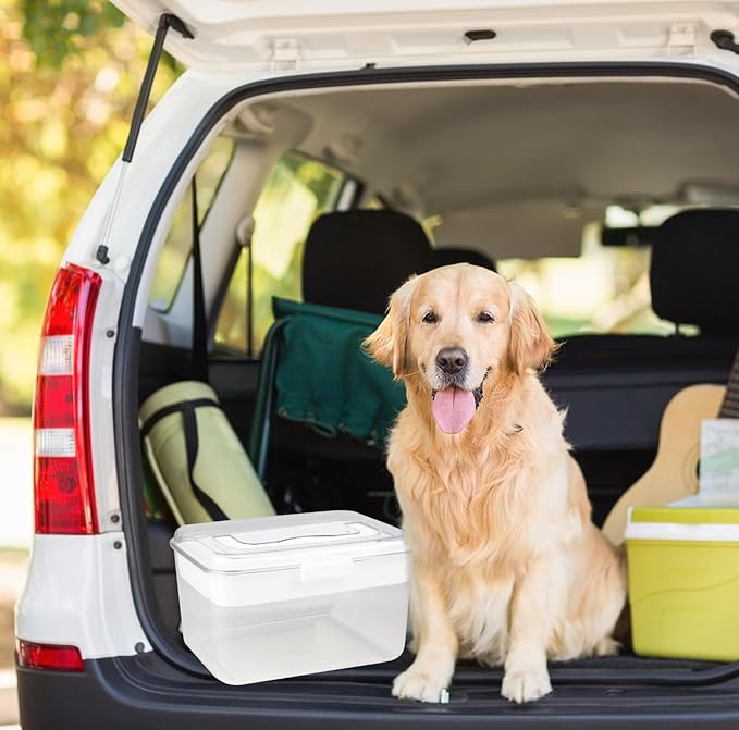 2 Layers Dog First Aid Kit Box,Large First Aid Kit Bin,Medic Box for Dog Cat,Empty First Aid Box,Medicine Organizer with Built in Handle,Family or Dog Travel Camping Emergency Tool Set-White
