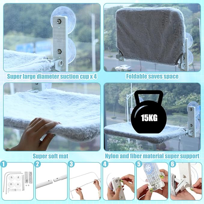 40 Pcs Kitten Starter Kit for Indoor Cats Include Cat Litter Box Toys, Hammock, Bed Scratch Pad, Climbing Post, Feed Bowls, Mat, Collars, Nail File and More for Kitten Supplies Welcome Gift(Blue)