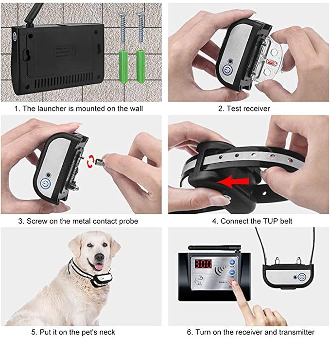 Wireless Dog Fence,Outdoor Safe Electric Pet Containment System,Adjustable Radius Range Up to 990ft,Dog Boundary Container with Waterproof & Rechargeable Training Collars Receiver,for 1 2 3 Dogs,for2d