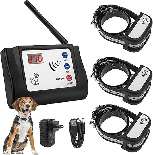 Wireless Dog Fence,Outdoor Safe Electric Pet Containment System,Adjustable Radius Range Up to 990ft,Dog Boundary Container with Waterproof & Rechargeable Training Collars Receiver,for 1 2 3 Dogs,for3d