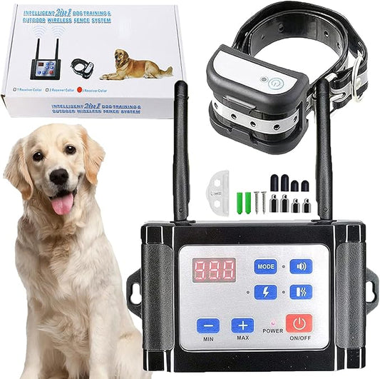 Wireless Dog Fence Electric Pet Containment System, Waterproof Rechargeable Training Collar Receiver, Vibration & Shock, Consistent Signal No Randomly Correction, Harmless for 1/2/3 Dogs,for1dog