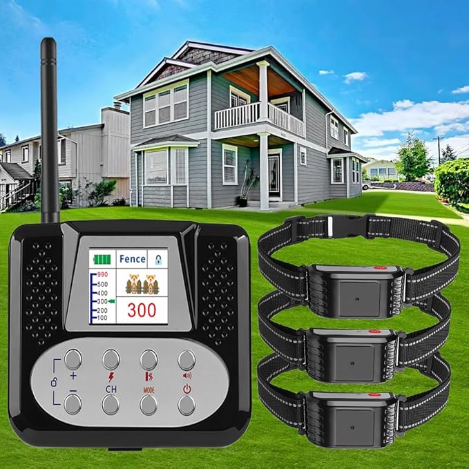 Wireless Dog Fence, 2026 Electric Fence for Dogs & Training Collar with Remote, Pet Boundary Containment System, Adjustable Range Sizes, Suitable for Outdoor Yard Indoor,for3dogs