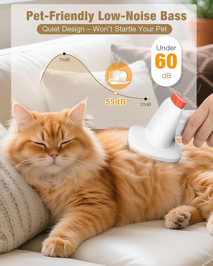 Sharper Image Professional Pet Grooming Vacuum Kit, 5-in-1 Dog Grooming Clippers with Low Noise Trimmer, 2.5L Large Dust Cup, 3 Suction Modes & 5 Grooming Tools for Dogs, Cats and Small Pets