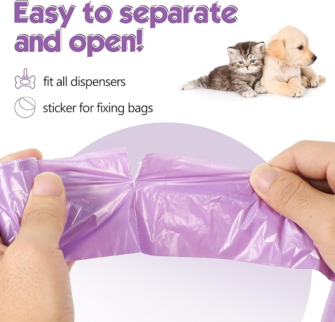 Dog Poop Bag 1140 Counts 57 Rolls, Unscented Doggy Poop Bags, Leak-Proof Dog Bags for Poop, Extra Thick Strong Dog Waste Bags with Dispenser - Purple (13 x 9 Inches)