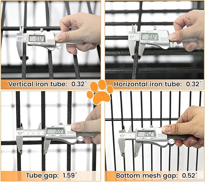Homey Pet 43 inch Dog Crate Stackable Heavy Duty Dog Kennel Indoor Dog Grooming Cage with Detachable Divider, Removable Tray, Wheels, Feeding Bowls (2 Tiers)